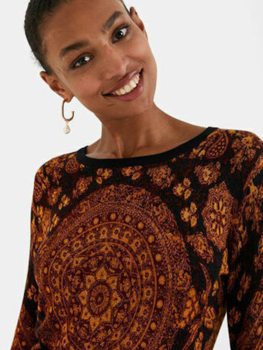 Lugano Women's Blouse Long Sleeve Floral Orange