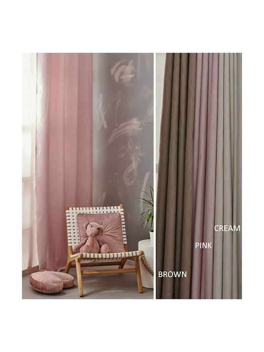 Palamaiki Κουρτίνα με Τρουκς Kara Καφέ Brown 140x260εκ.
