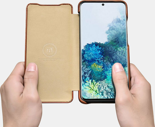 iCarer Curved Edge Vintage Book Δερμάτινο Καφέ (Galaxy S20)