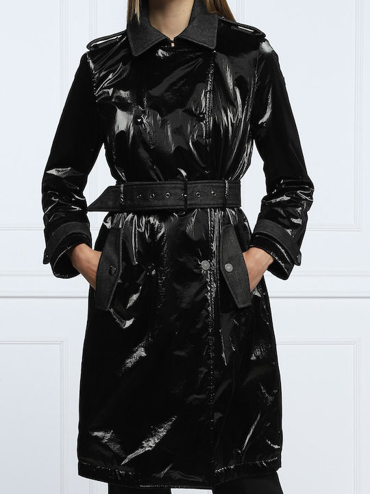 Damen Schwarz Trenchcoat