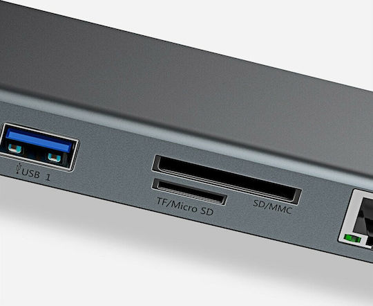 Baseus Enjoyment Series USB-C Stație de andocare cu HDMI 4K PD Ethernet și conexiune 3 monitoare Gri