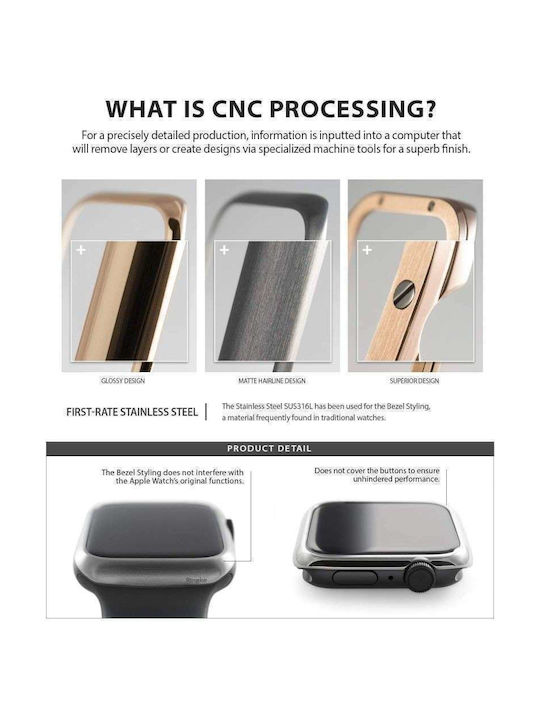 Ringke Bezel Styling Πλαστική Θήκη σε Ροζ Χρυσό χρώμα για το Apple Watch 44mm