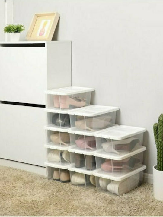 Songmics Plastic Storage Box with Lid Transparent 29.5x16.5x12.5cm 12pcs