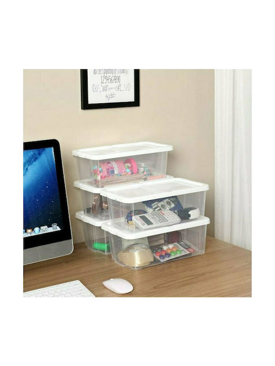 Songmics Plastic Storage Box with Lid Transparent 29.5x16.5x12.5cm 12pcs