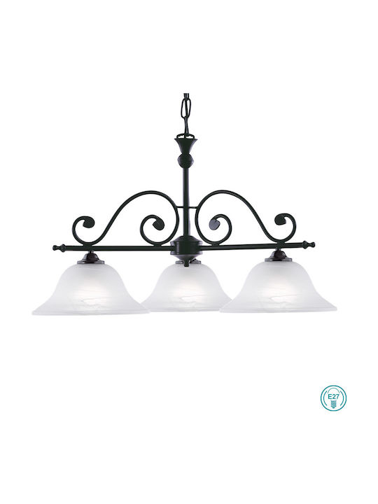 Eglo Murcia Pendant Light Three-Light Rail for Socket E27 Black