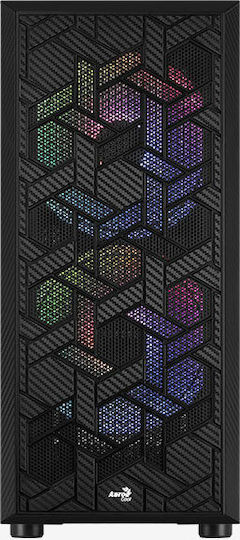 Aerocool Hive ARGB v1 Gaming Midi Tower Κουτί Υπολογιστή με Πλαϊνό Παράθυρο Μαύρο