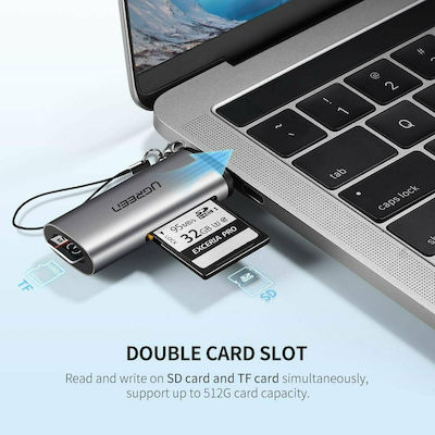 Ugreen Card Reader USB 3.1 Type-C για SD/microSD Γκρι