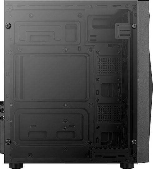 Aerocool Glider Tempered Glass Gaming Midi Tower Κουτί Υπολογιστή με Πλαϊνό Παράθυρο Μαύρο