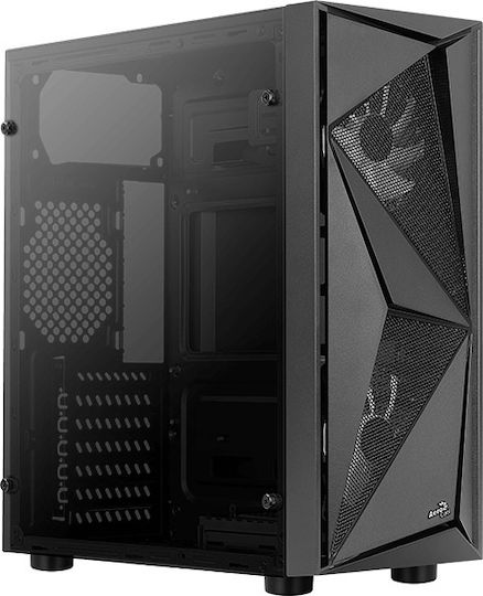 Aerocool Glider Tempered Glass Gaming Midi Tower Κουτί Υπολογιστή με Πλαϊνό Παράθυρο Μαύρο