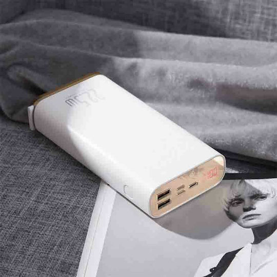Baseus Starlight Digital Display Power Bank 20000mAh 22.5W mit 2 USB-A Anschlüssen und USB-C Anschluss Schnellaufladung 3.0 Weiß