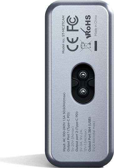Satechi Ladestation mit 2 USB-A Anschlüsse und 2 USB-C Anschlüsse 75W Stromlieferung in Schwarz Farbe (ST-MC2TCAM)