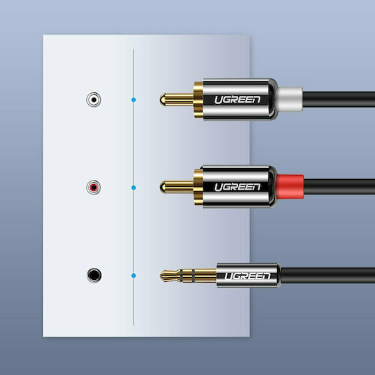 Ugreen Καλώδιο Ήχου 3.5mm male - RCA male Μαύρο 3m με Επίχρυσους Ακροδέκτες 10590
