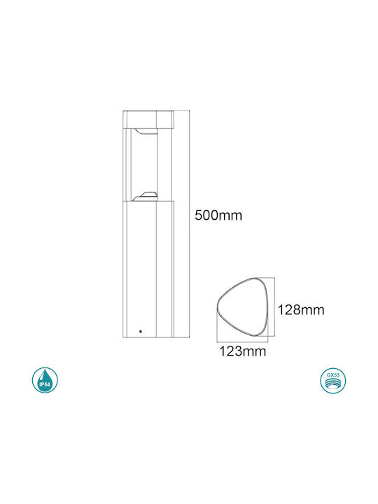 Sun Light Фенер Малък Пост Външен Пространство IP54 за Цокъл GX53 Сив