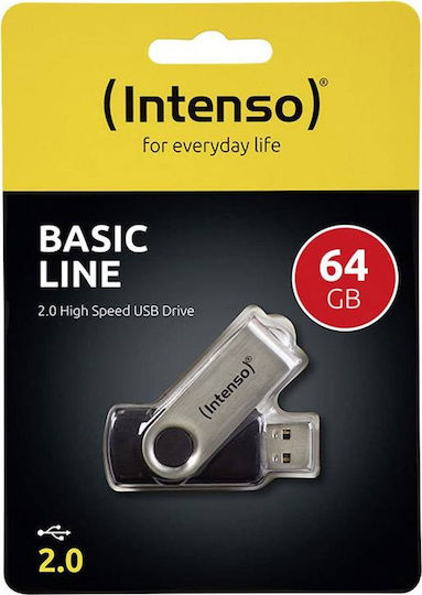 Intenso Basic Line 64GB USB 2.0 Stick Μαύρο