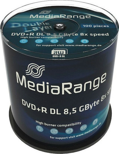 MediaRange Εγγράψιμα DVD+R 8x Dual Layer 8.5GB Cake Box 100τμχ