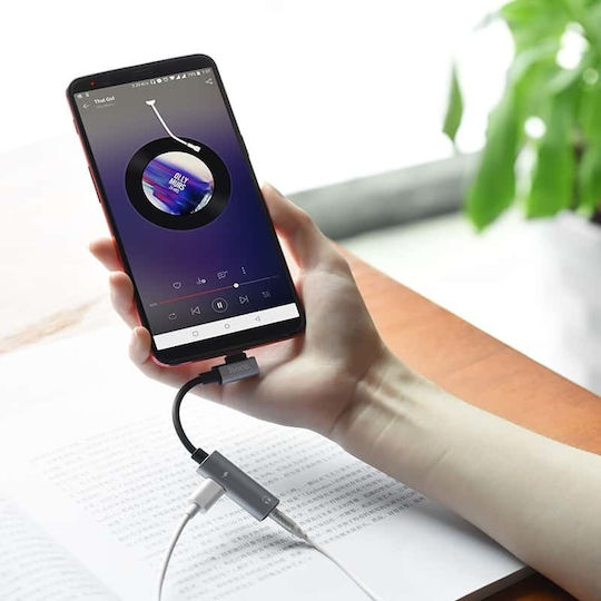 Hoco LS19 Konverter USB-C männlich zu 3.5mm / USB-C weiblich Grau Gray 1Stück