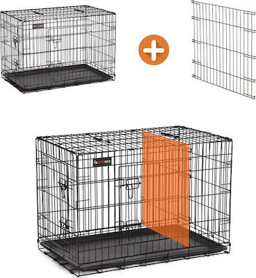 Feandrea Dog Wire Crate with 2 Doors Αναδιπλούμενο Μεταλλικό Κλουβί Σκύλου με 2 Πόρτες 107x70x77.5cm 107x70x77.5cm PPD42BK