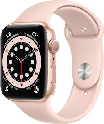 Apple Watch Series 6 Aluminium 44mm Waterproof with Heart Rate Monitor (Gold Pink)