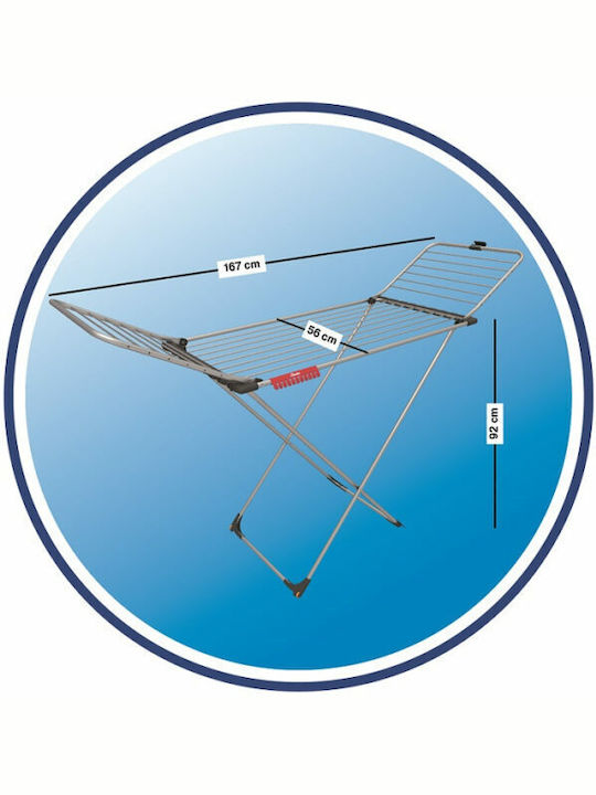 Vileda Aluminium Aluminum Folding Floor Clothes Drying Rack with Hanging Length 20m