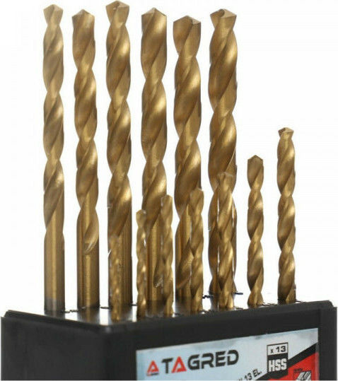 Tagred Set 13 Burghie HSS Titan cu Tija Cilindrică pentru Metal