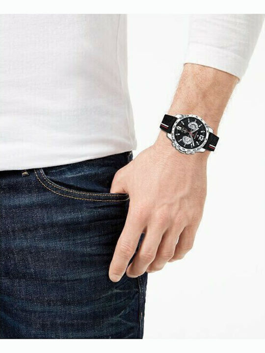 Tommy Hilfiger Decker Men's Watch 46mm Chronograph Battery with Blue Rubber Strap