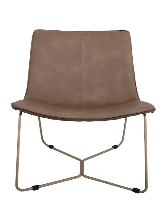 1239 Armchair from Leatherette Beige 67.5x49.5x73cm