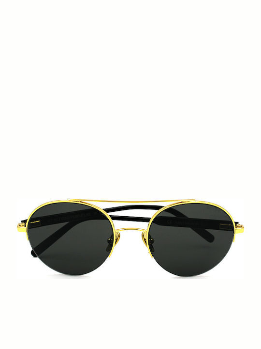 Retrosuperfuture Cooper Men's Sunglasses with Gold Metal Frame and Black Lens