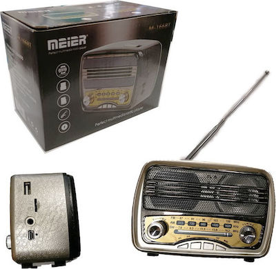 Meier M-166BT Retro Tabletop Radio Rechargeable with USB Gold