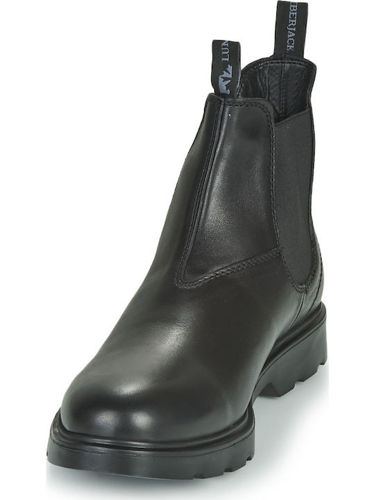 Hernest Leder Schwarz Chelsea Stiefeletten