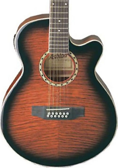 Ashton Semi-Acoustic Guitar SL29/12 Cutaway Sunburst