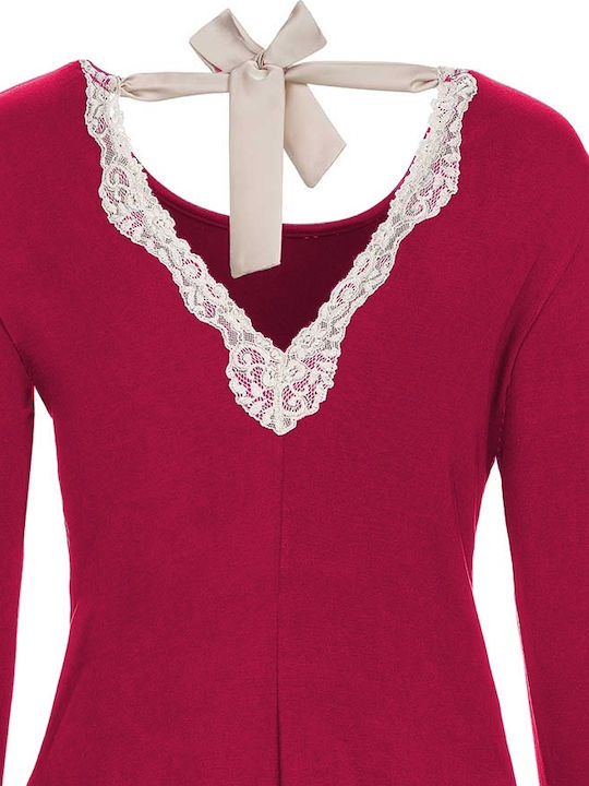 Vamp De iarnă Set Pijamale pentru Femei Burgundy