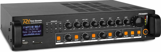 Power Dynamics PDV360MP3 Integrated Microphone Amplifier with 4 Zone 360W/100V 5 Channel 3 / XLR Input USB/FM/Bluetooth