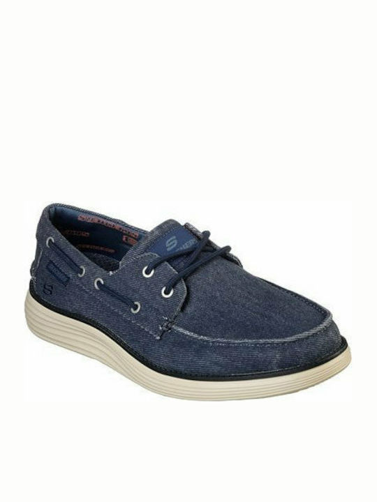 Skechers Status 2.0 Lorano Men's Suede Boat Shoes Blue