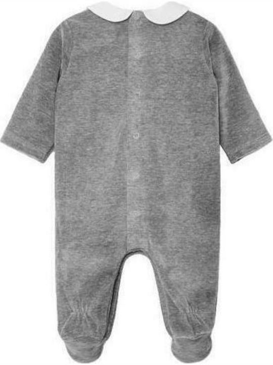 Mayoral Baby Bodysuit Set Long-Sleeved Velvet Gray