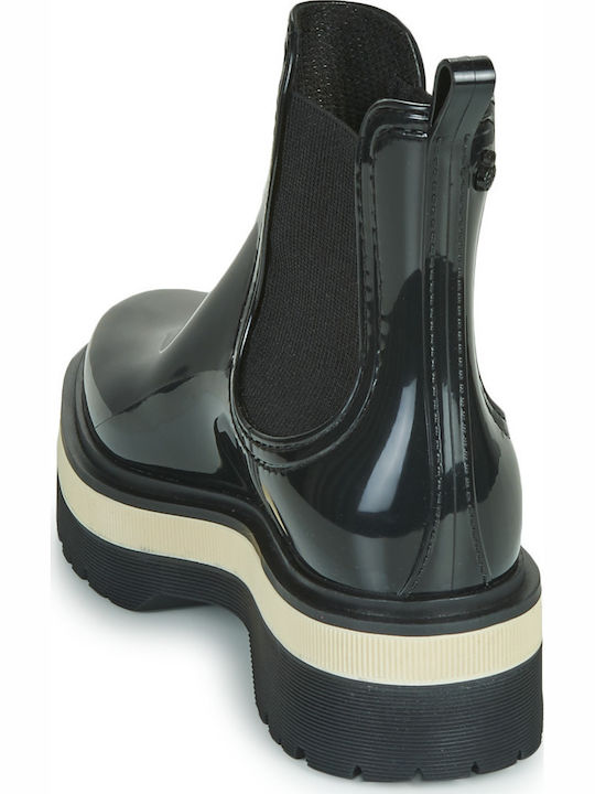 Netty Women's Short Mid Heel Wellies Black
