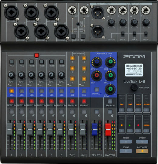 Zoom LiveTrak L-8 Ψηφιακή Κονσόλα 8 Καναλιών με Phantom Power & 6 Εισόδους XLR Mic Set