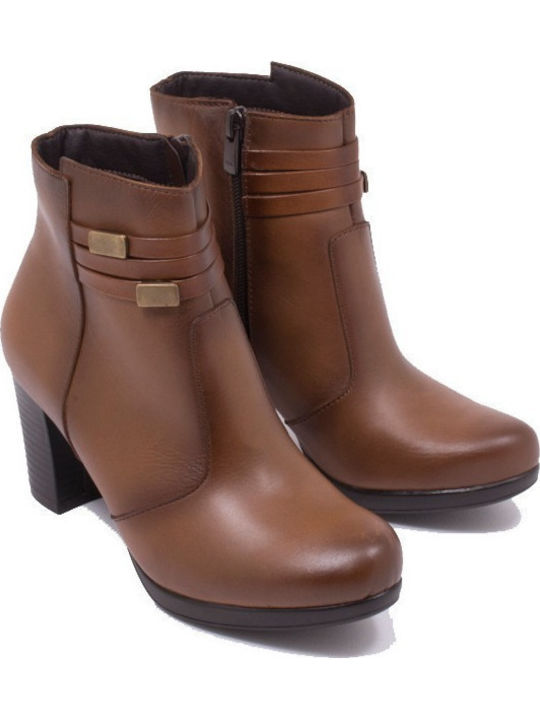 Leder Stiefeletten Damen Tabac Braun