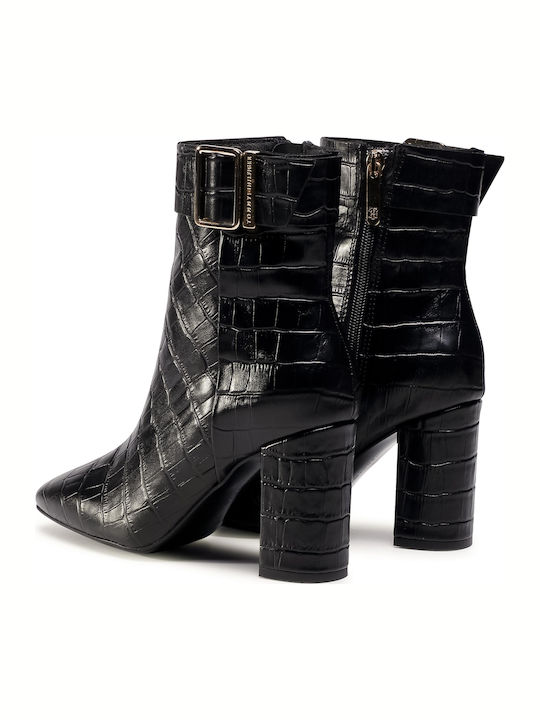 Tommy Hilfiger Piele Botine pentru femei cu toc înalt Negru