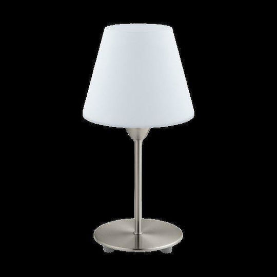 Eglo Metal Table Lamp for Socket E14 with White Shade and Silver Base