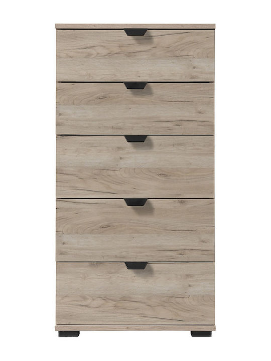 Duero 5F 45 Wooden Chest of Drawers with 5 Drawers Grey Oak 45x40x95cm