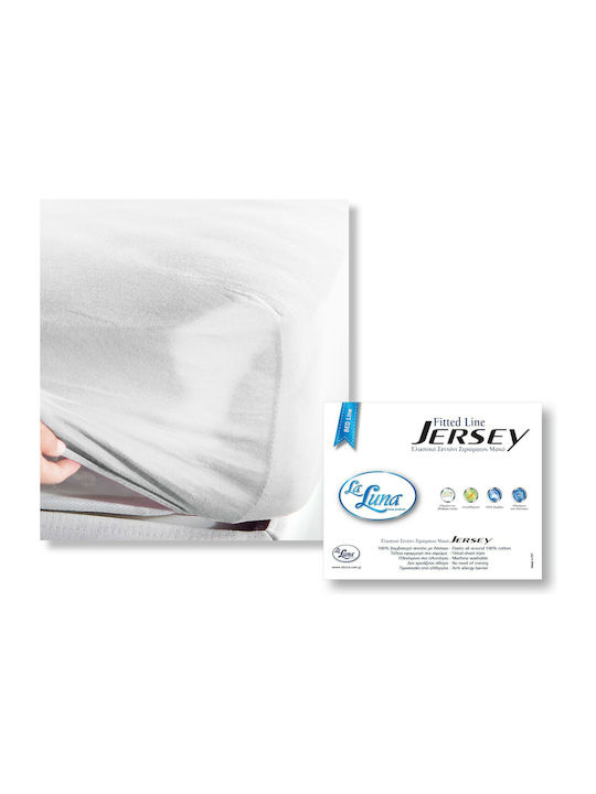 La Luna Sheet King Size with Elastic 180x200+30cm. Jersey White