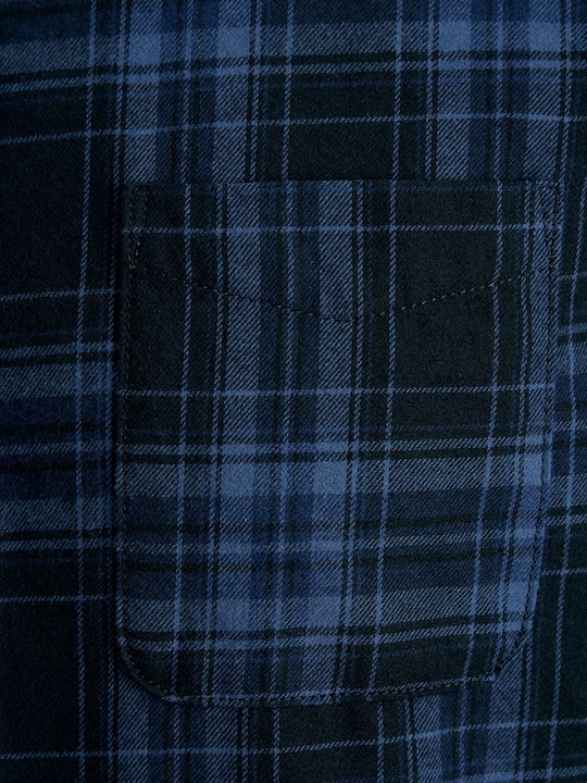 Jack & Jones Men's Shirt Long Sleeve Flannel Checked Blue / Black