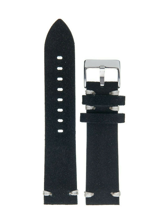 Diloy Straps Δερμάτινο Λουράκι Μαύρο 24mm