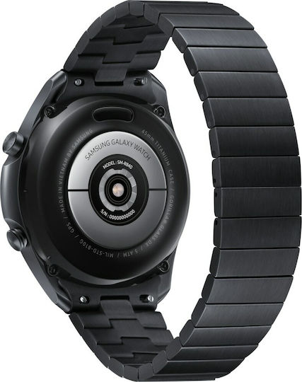 Samsung Galaxy Watch3 Titanium 45mm Αδιάβροχο με Παλμογράφο (Mystic Black)