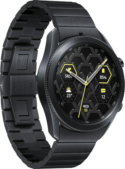 Samsung Galaxy Watch3 Titanium 45mm Αδιάβροχο με Παλμογράφο (Mystic Black)