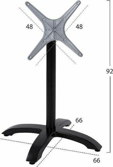 HomeMarkt Pliabilă Stand de masă din Aluminiu cu Regulator Șah mat negru 66x66x72cm
