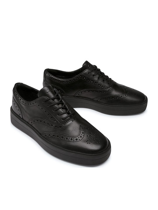 Hero Brogue Δερμάτινα Γυναικεία Oxfords σε Μαύρο Χρώμα