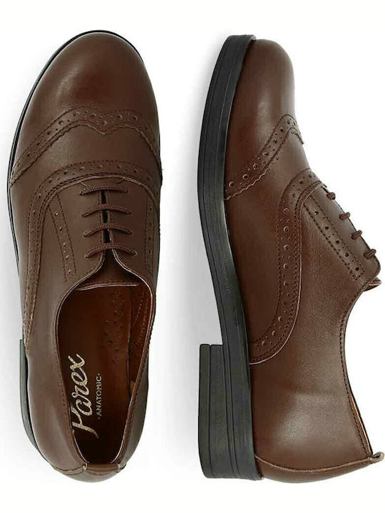 Δερμάτινα Γυναικεία Oxfords σε Καφέ Χρώμα
