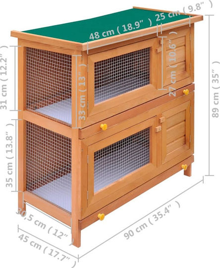 vidaXL 170159 Ξύλινο Κλουβί για Κουνέλια 90x45x89εκ.