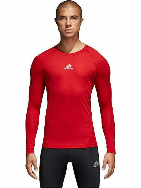 adidas Alphaskin Bluza termica pentru barbati cu maneci lungi Compresie Rosu